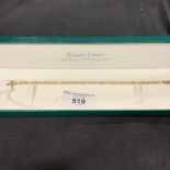 Hallmarked Gold Jewellery: 9ct gold line bracelet set with ninety six brilliant cut diamonds,