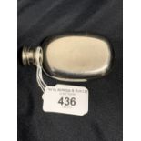 White metal small hip flask, screw cap, tests silver. Weight 1.62oz.