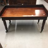 19th cent. Mahogany window seat with galleried back. 36ins. x 18ins. x 18ins.