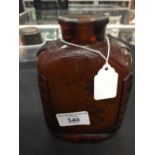 The Thomas E Skidmore Collection: 19th cent. Glass - Peking Amber cologne flask with carved sides
