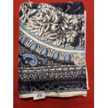 Fashion: Timney Fowler London silk neo classical design scarf in blue and black, trade mark Timney