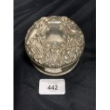 Hallmarked Silver: Trinket box, hallmarked Birmingham 1987. Weight (including lining) 6½oz.