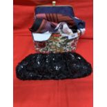 Fashion: Reto Elbie make up bag, Frank Usher handbag, Aquascutum and Jacqmar scarves.