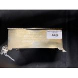 Hallmarked Silver: Cigarette box, hallmarked Birmingham 1933. 5¼ins. x 4ins. Weight (including