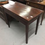19th cent. Mahogany folding tea table on chamfered supports. 35ins.