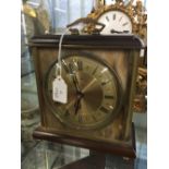 Clocks: 20th cent. Onyx, brass and treen electronic Metamec clock.