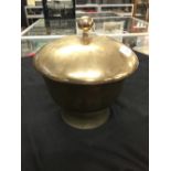 The Thomas E Skidmore Collection: Chinese bronze bowl on sloping foot and cover. Diameter 8½. Height