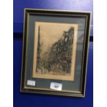 Late 19th cent. British JNO Jourdain etching 'Holywell Street' signed pencil lower left. Framed