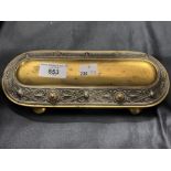 Aesthetic: 19th cent. Oval gilt metal and brass pen tray. 9½ins.