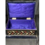 Shipping Hallmarked Silver: Aesthetic period padded jewellery box. Geometric, multicoloured silver