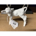 20th cent. Meissen Blanc de Chine calf. Cross swords to base. Impressed 98919.