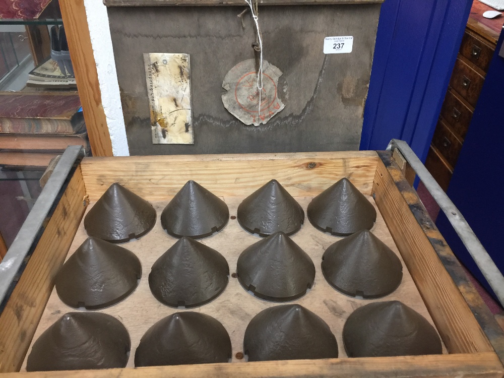 Militaria: Box of twelve No. 59 Mk 4 Harrier dummy bomb nose cones. In original fitted wooden