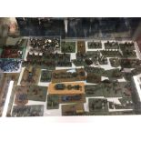 War gaming Napoleonic Wars Dioramas of plastic soldiers, many affixed to bases. Mainly British and