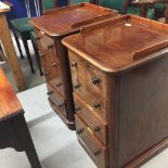 Late 19th mahogany four drawer, galleried bedside cabinets. H29ins. x W17ins. x D18ins.