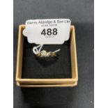 Hallmarked Gold: 9ct. ring set with a single diamond, hallmarked London. Weight 2 g.