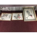 The Thomas E Skidmore Collection: Early 20th cent. Chinese silk screen print grey parrot with red