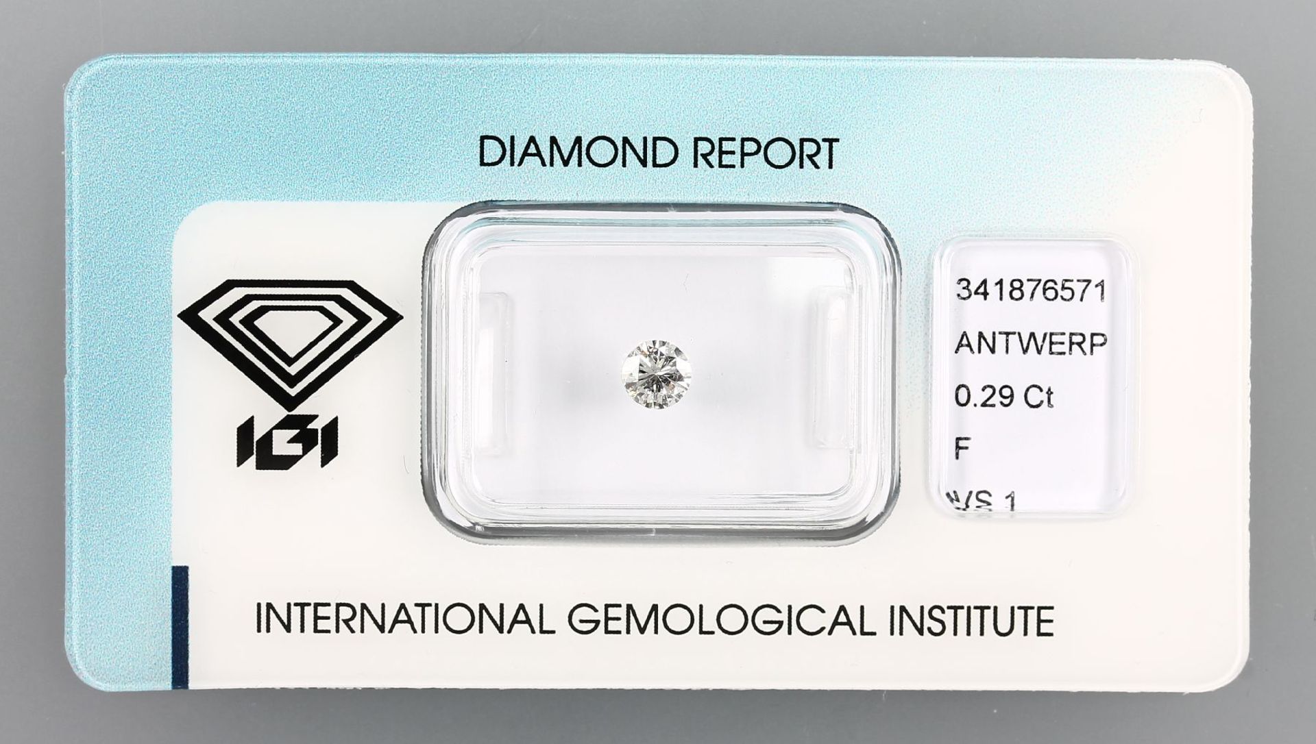 Loser Brillant 0.29 ct feines Weiß(F)/vs1, Politur und Symmetrie: gut, mit IGI Expertise