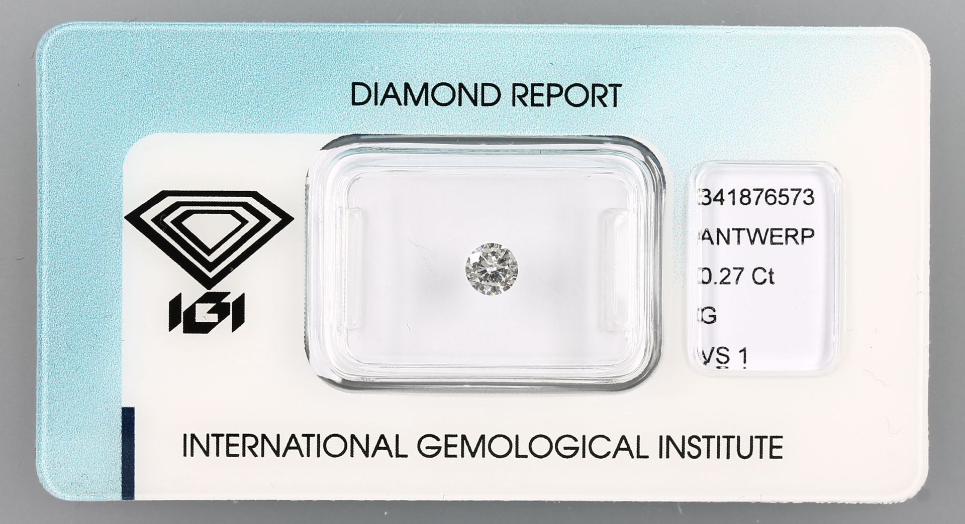 Loser Brillant 0.27 ct feines Weiß(G)/vs1, Politur gut, mit IGI Expertise Schätzpreis: 780, -