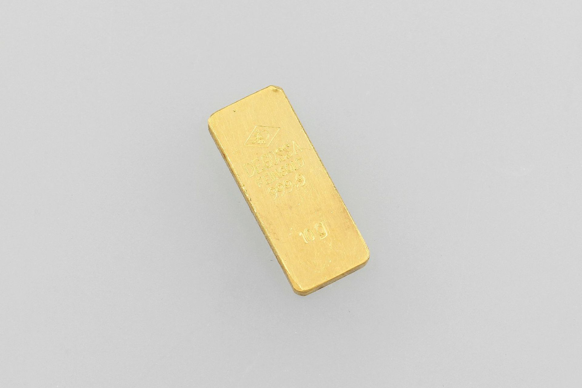 DEGUSSA Feingold Barren, 999.9, 10 gDEGUSSA fine gold bar, 999.9, 10 g
