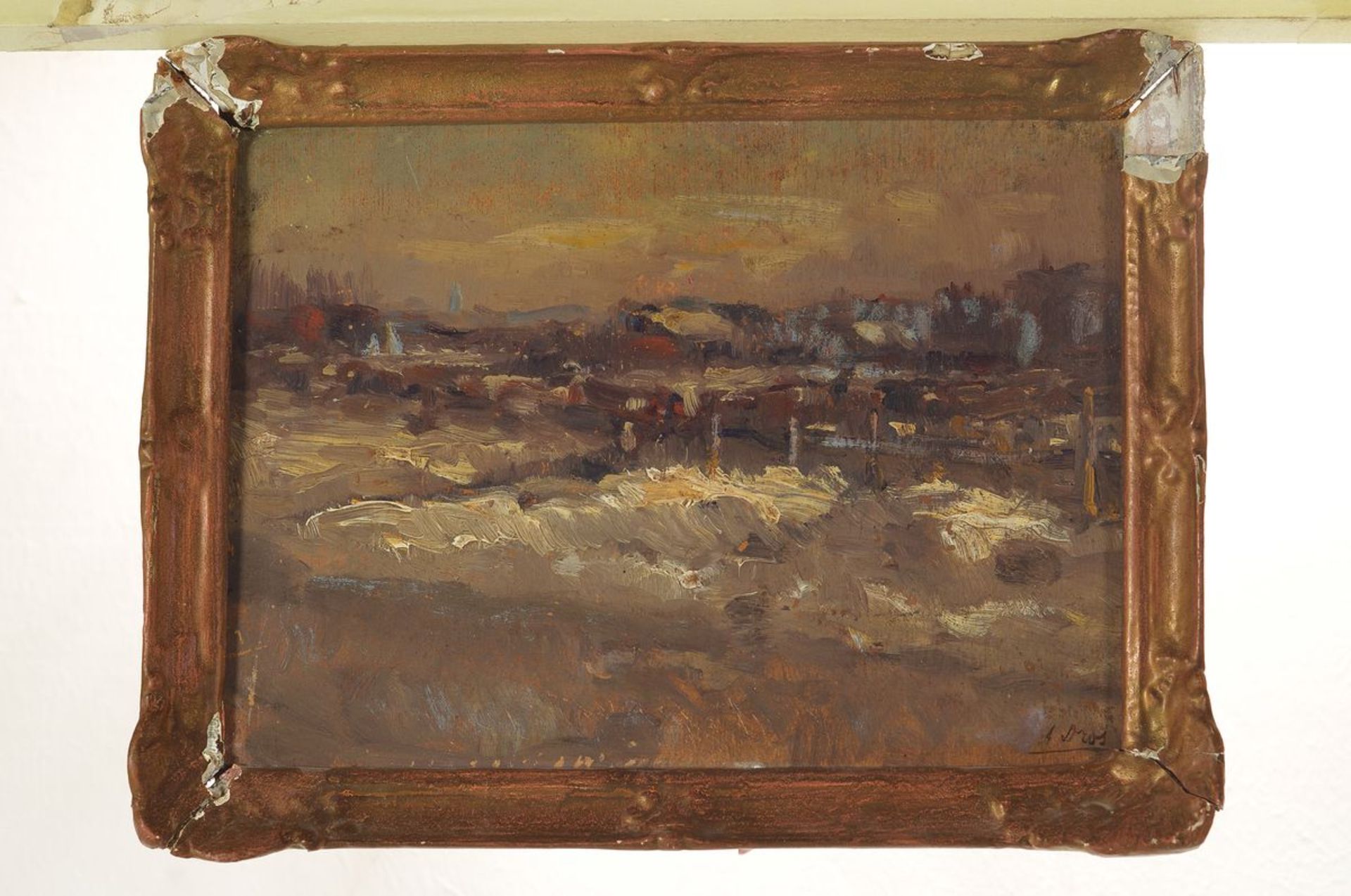 Adriaan Hendrik Dros, 1862 Leiden-1944 Oestgeest, weite holländische Landschaft, Öl/Holz, - Bild 2 aus 2