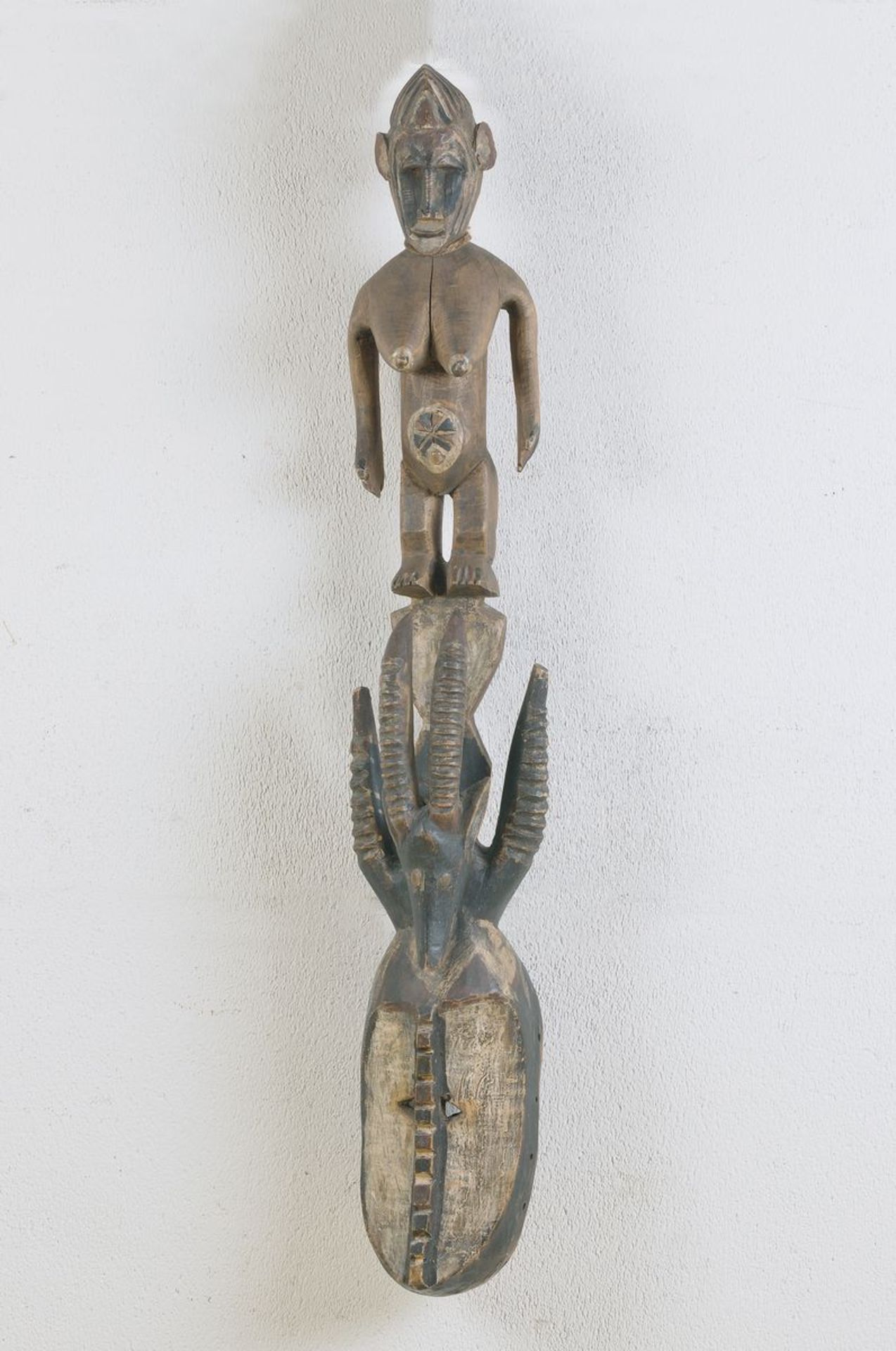 Antilopenaufsatz Tjiwara, um 1900, weibl. Figur, Bamana, Mali, Stamm ungedeutet, im Kult, Maske