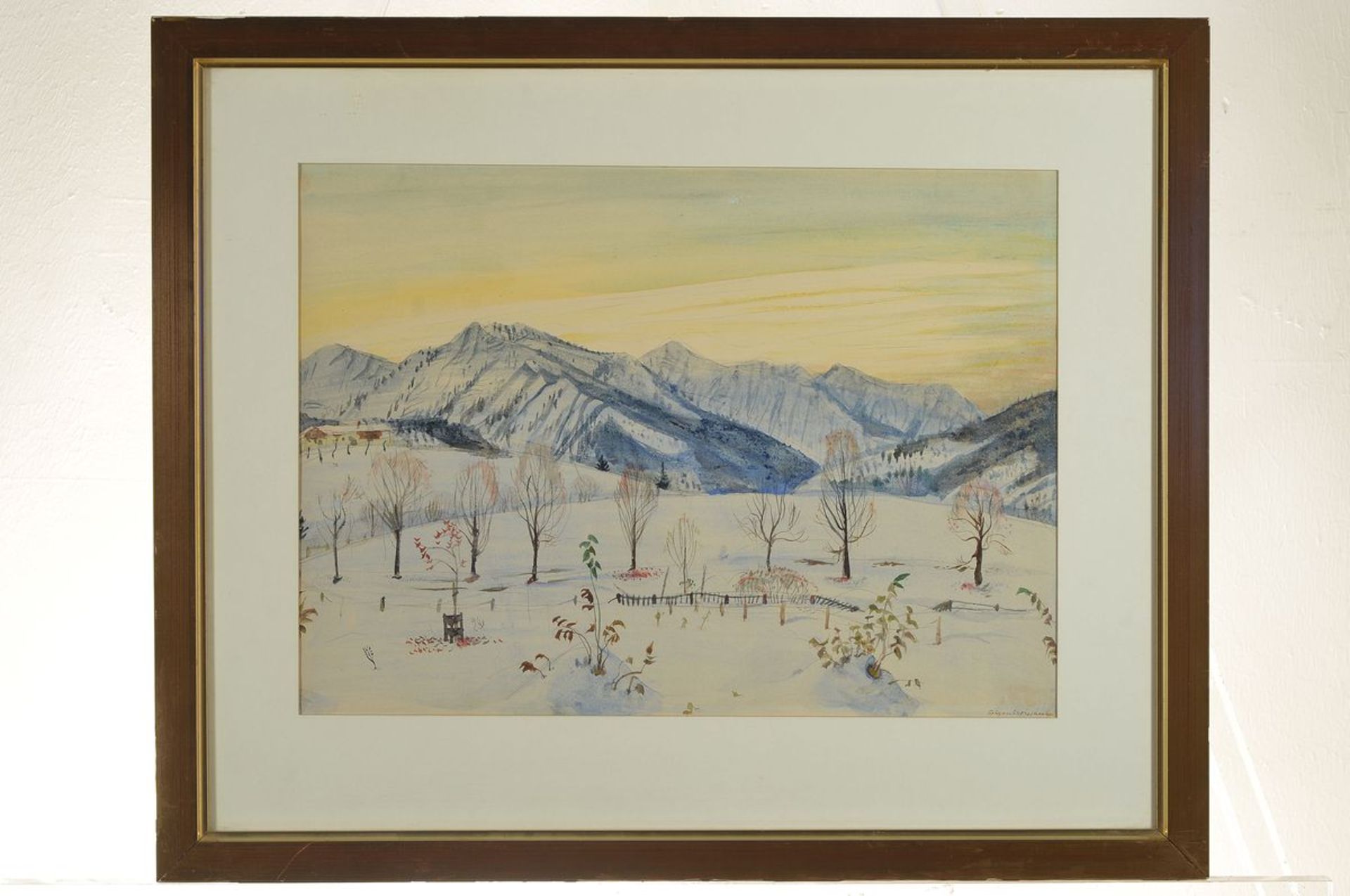 Eugen Croissant, 1898 Landau-1976 Breitbrunn, Winter am Chiemsee, Aquarell auf Papier, signiert, ca. - Bild 3 aus 3