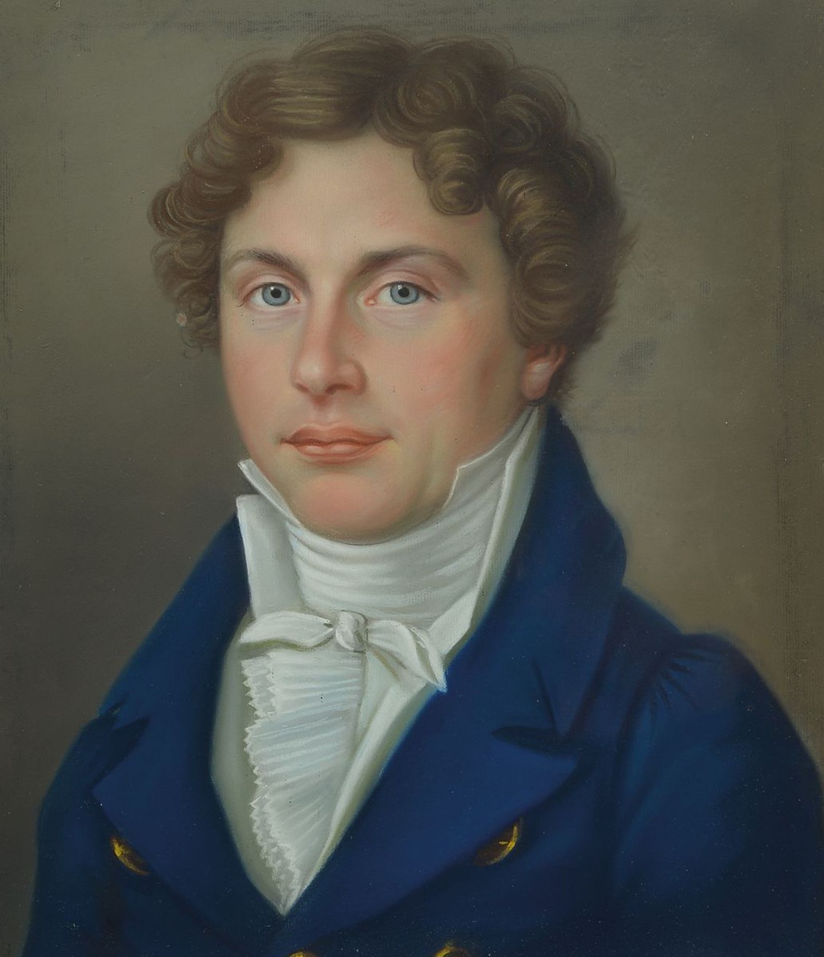 Unbekannter Künstler des Biedermeier, um 1830-40, Porträt eines Mannes, den Betrachter anschauend,