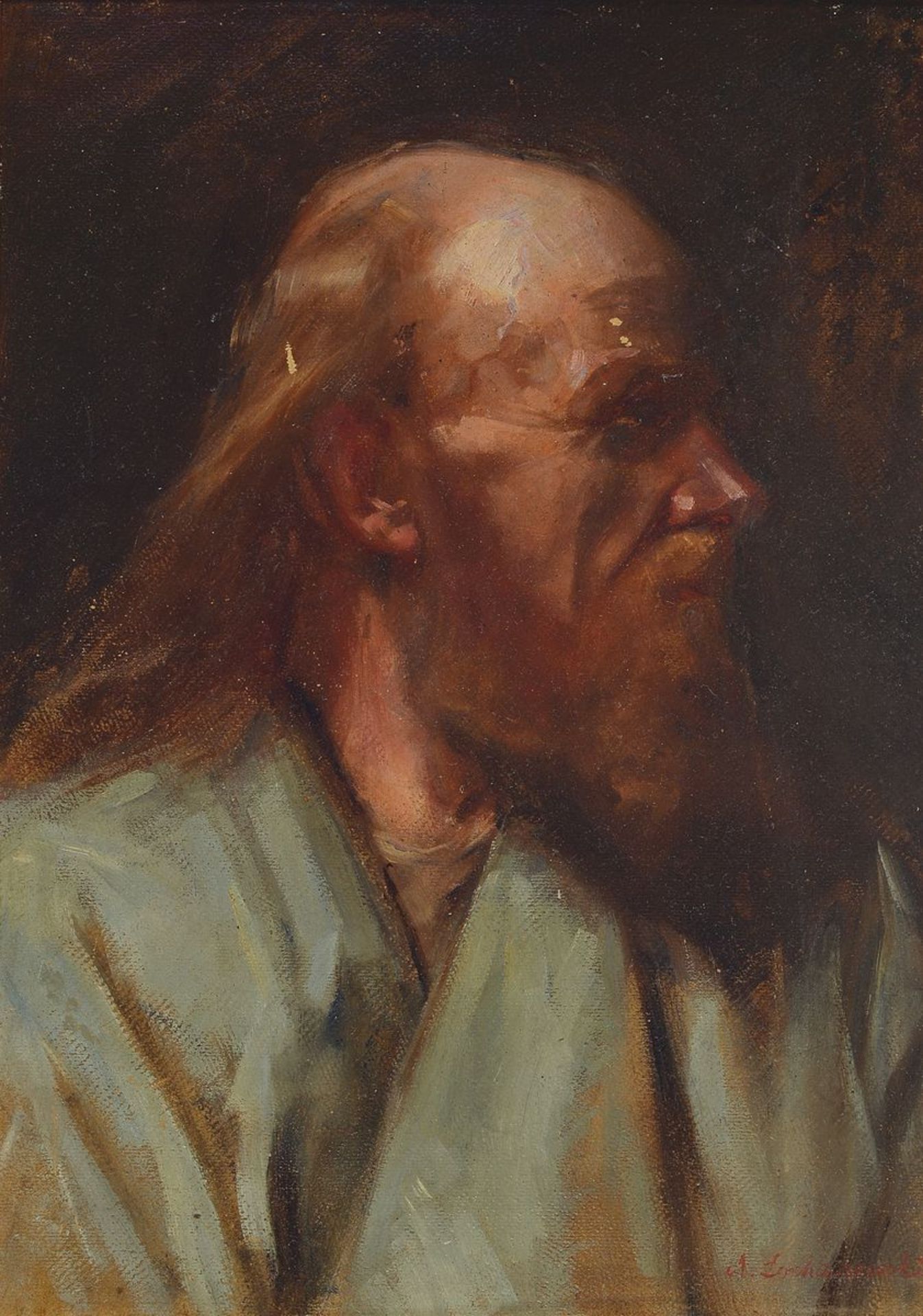 Alexander Sochaczewski, 1843-1923, Porträt eines bärtigen Mannes, Öl/Malkarton, rechts unten