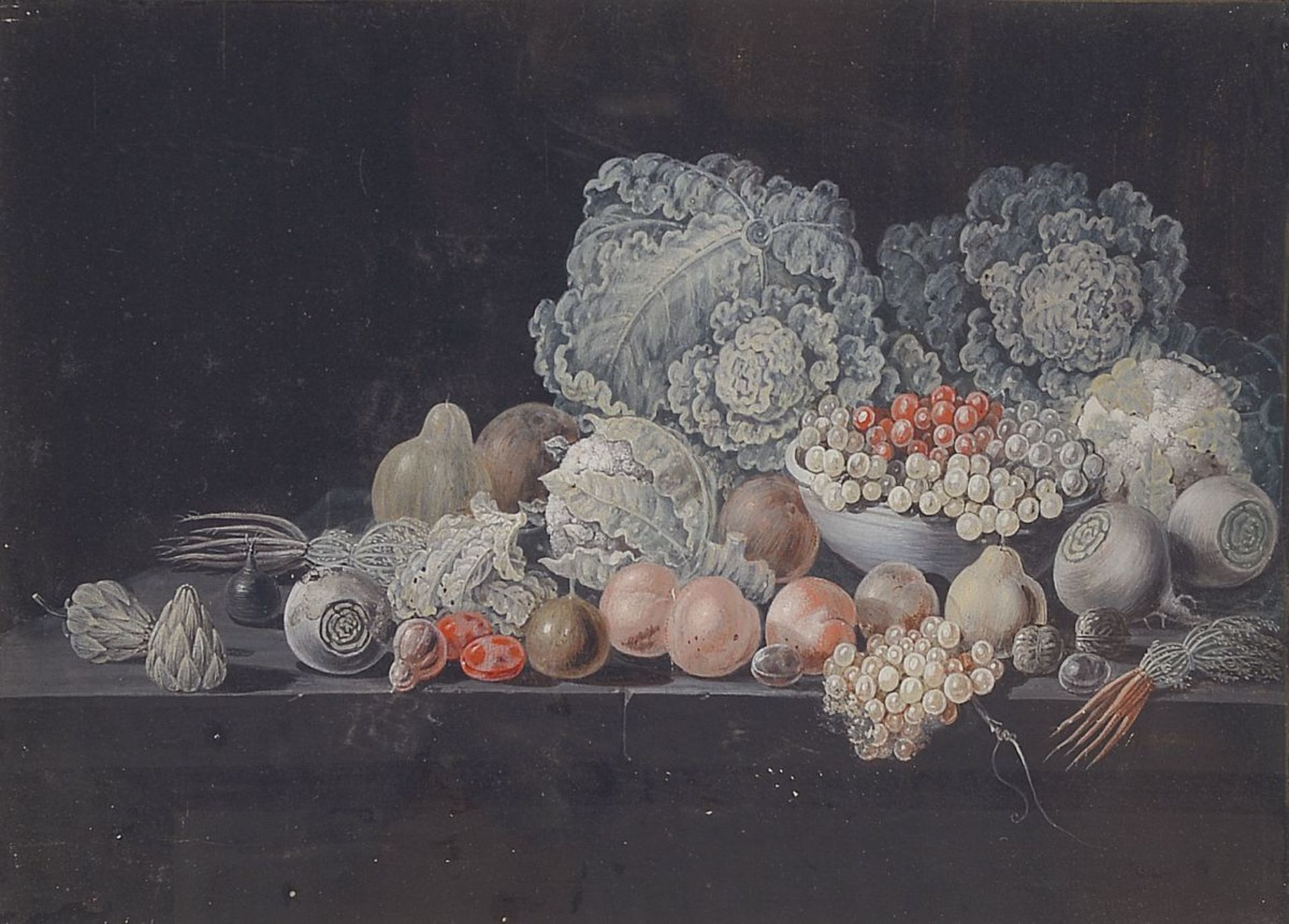 Zuschreibung: Johann Jakob Dietzsch, 1713-1776 Nürnberg, miniaturhaftes Stillleben mit Früchten