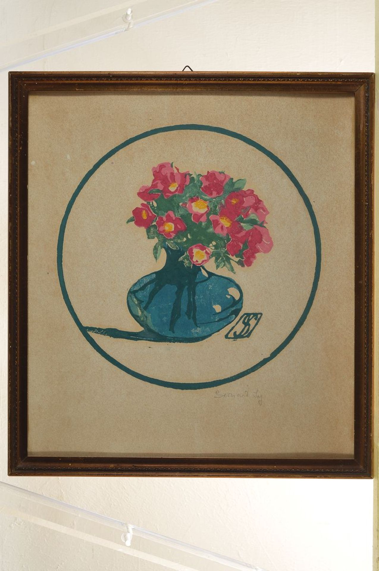 Gerhard Sy, 1886-1936, Blumenstillleben, Gouache auf Papier, rechts unten signiert, ca. 36x33cm, PP, - Bild 3 aus 3