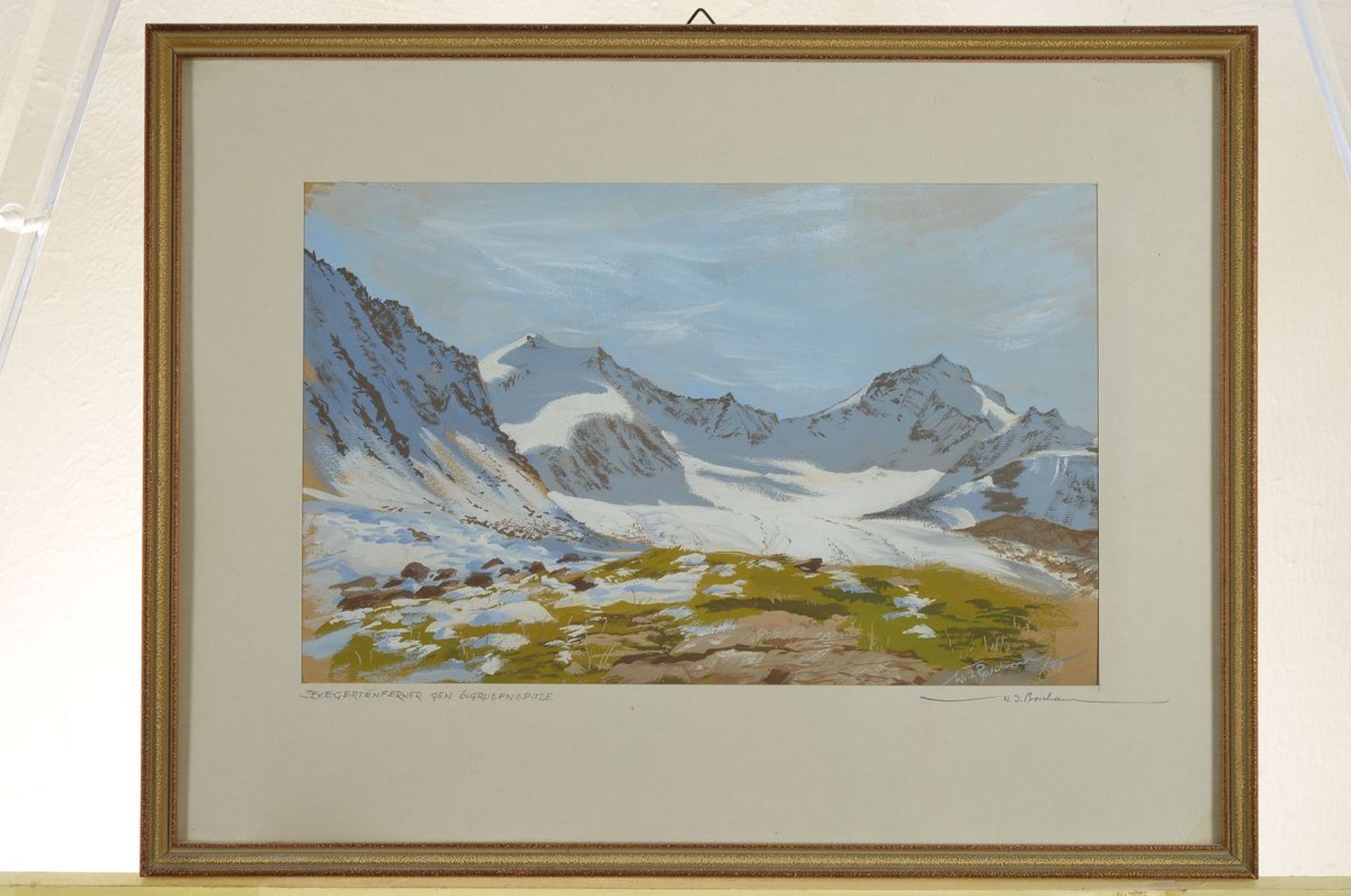 Walter Josef Boschan, 1911-1984, Sexegertenferner gen Ölgrubenspitze, Gouache auf Papier, rechts - Bild 3 aus 3