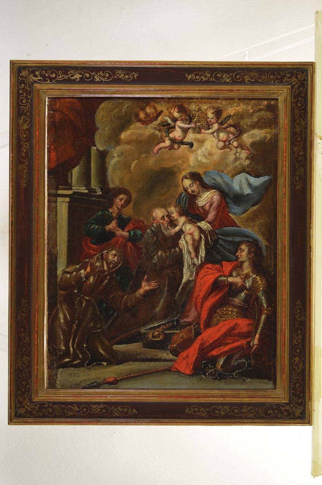 Unbekannter Künstler, Italien, um 1680-1720, Die Anbetung des Christuskindes, Öl/Lwd, restauriert, - Bild 2 aus 2