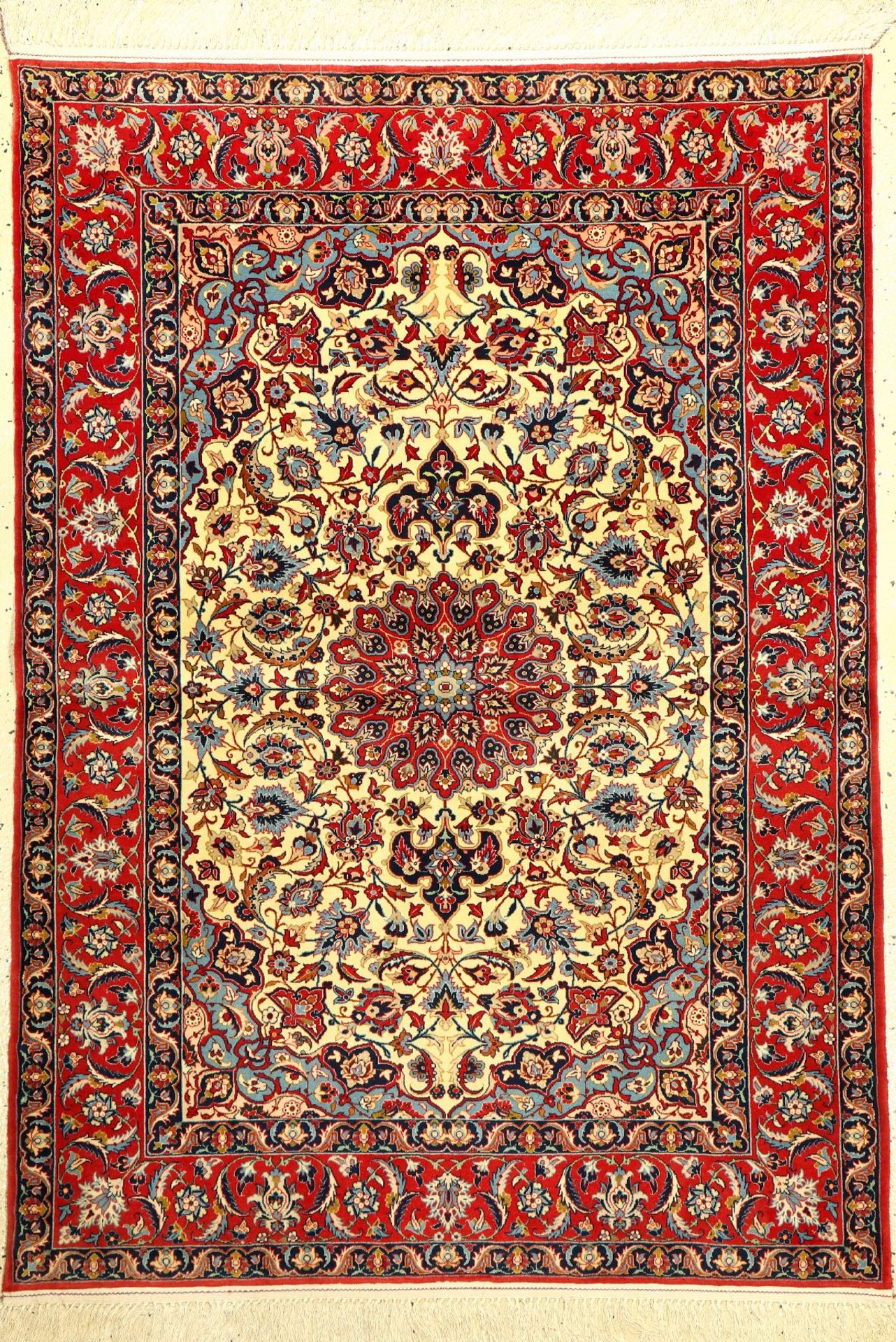 Esfahan fein alt, Persien, ca. 40 Jahre, Korkwolle auf Seide, ca. 152 x 107 cm, EHZ: 2 (fachkundig