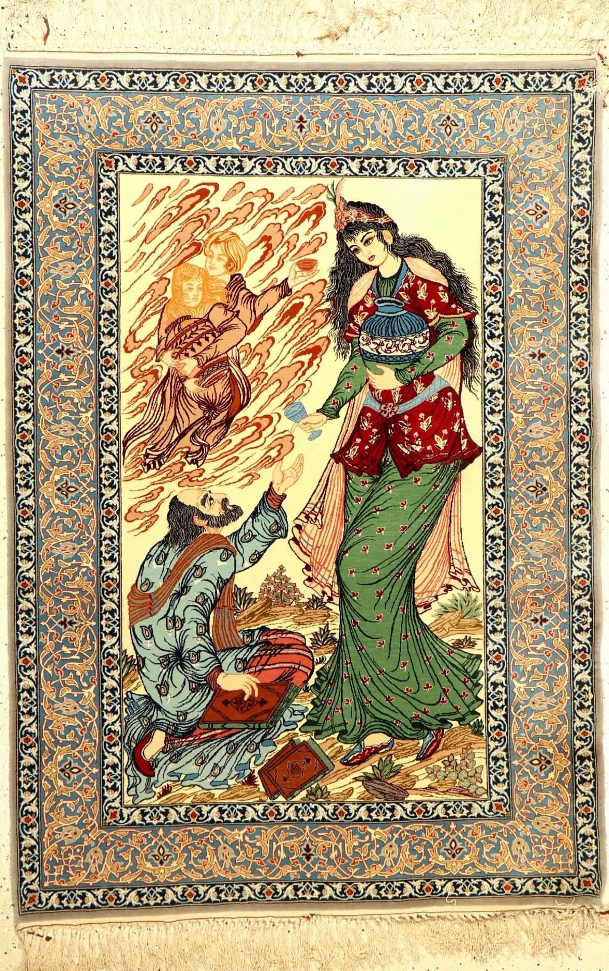 Esfahan fein, Persien, ca. 50 Jahre, Korkwolle auf Seide, ca. 158 x 109 cm, EHZ: 2Fine Isfahan "