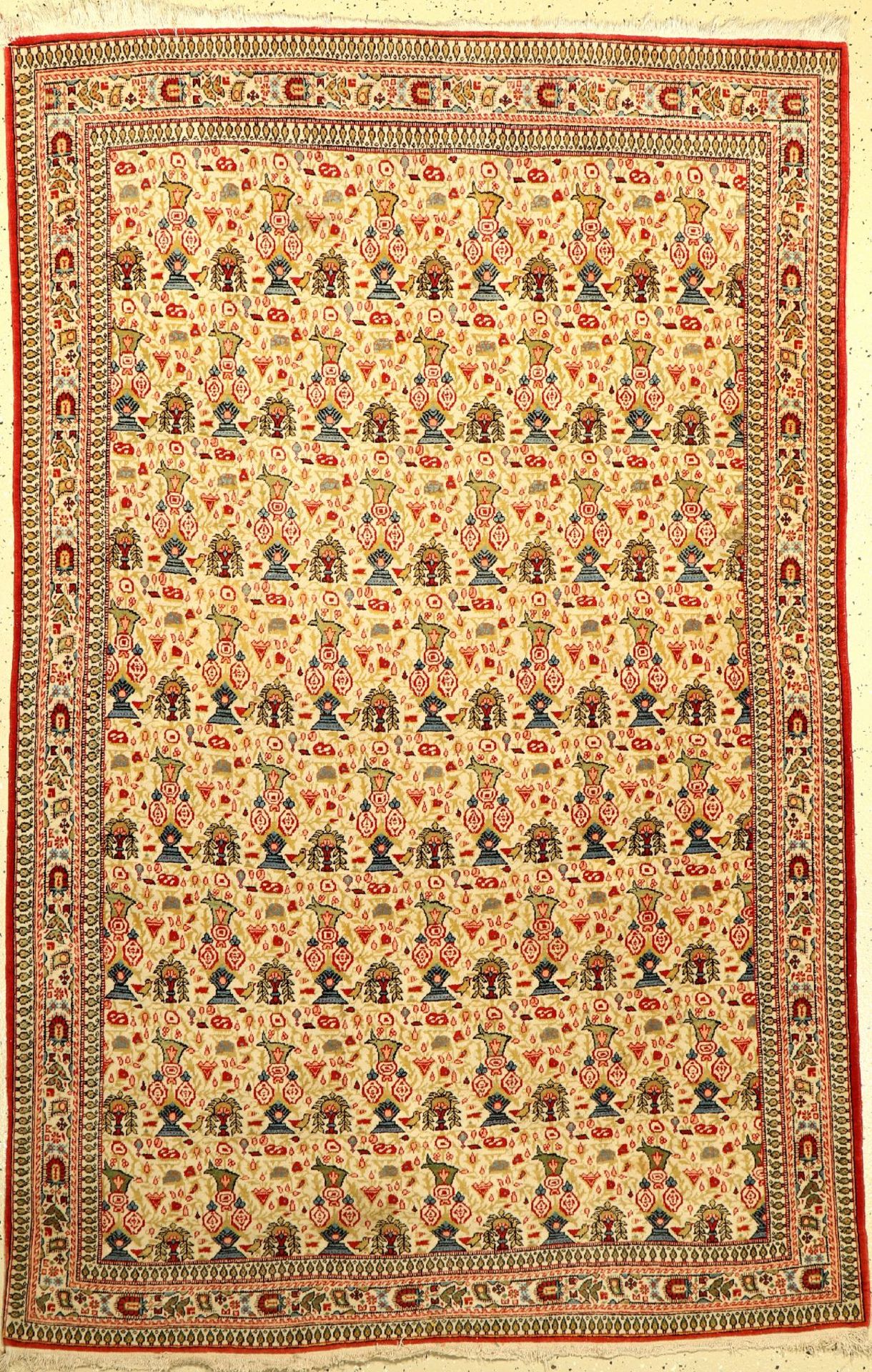 Ghom Kork alt (Zili-Zultan), Persien, ca. 50 Jahre, Korkwolle, ca. 213 x 135 cm, EHZ: 2-3Kurk Qum