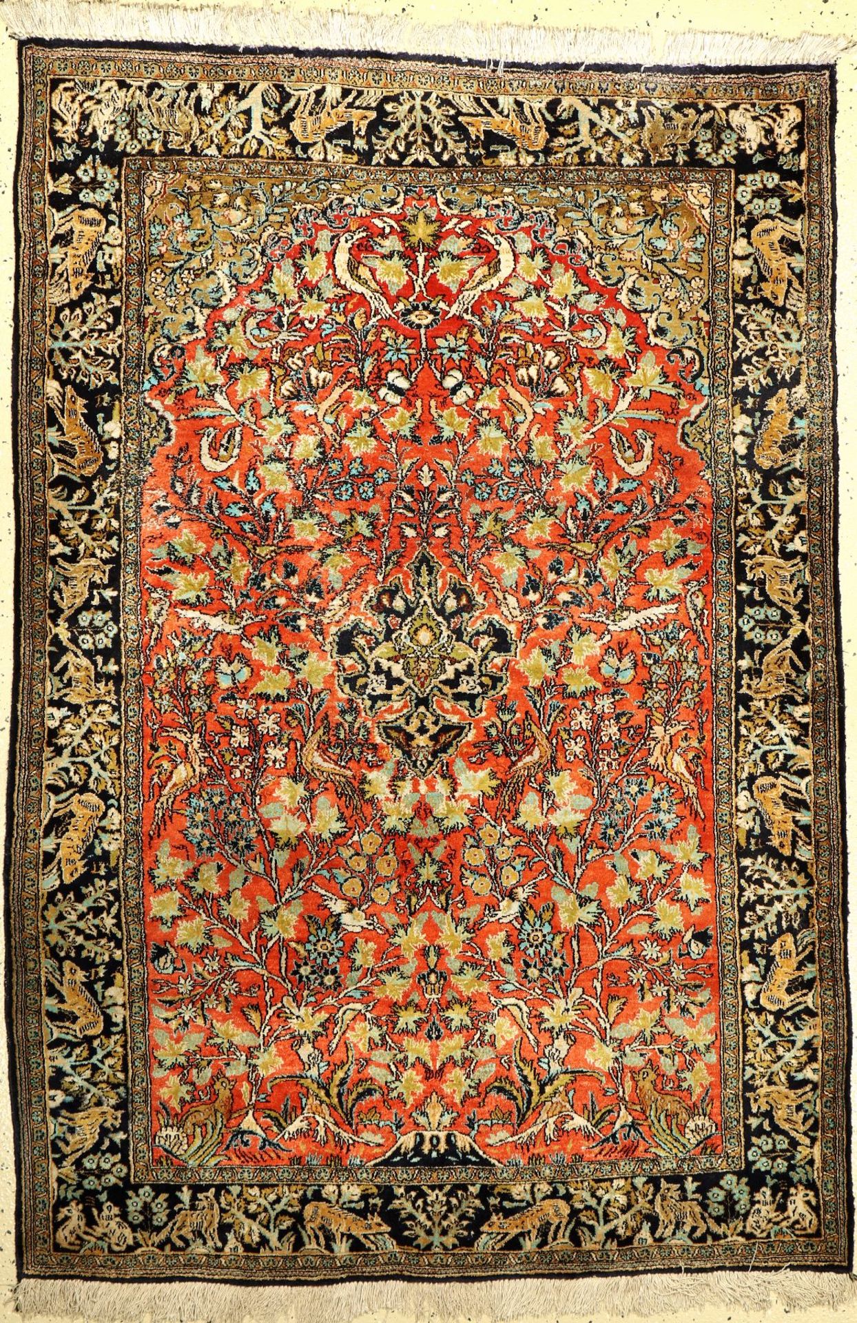 Seiden Ghom alt, Persien, ca. 50 Jahre, reine Naturseide, ca. 162 x 111 cm, EHZ: 2Silk Qum Rug,