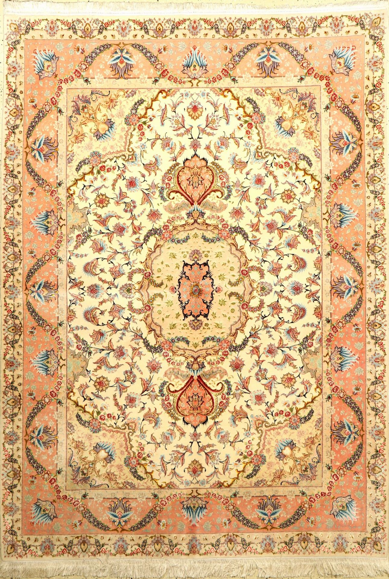 Täbriz "Part-Silk" fein (60 RAJ) Persien, ca. 20 Jahre, Korkwolle mit und auf Seide, ca.216 x 155