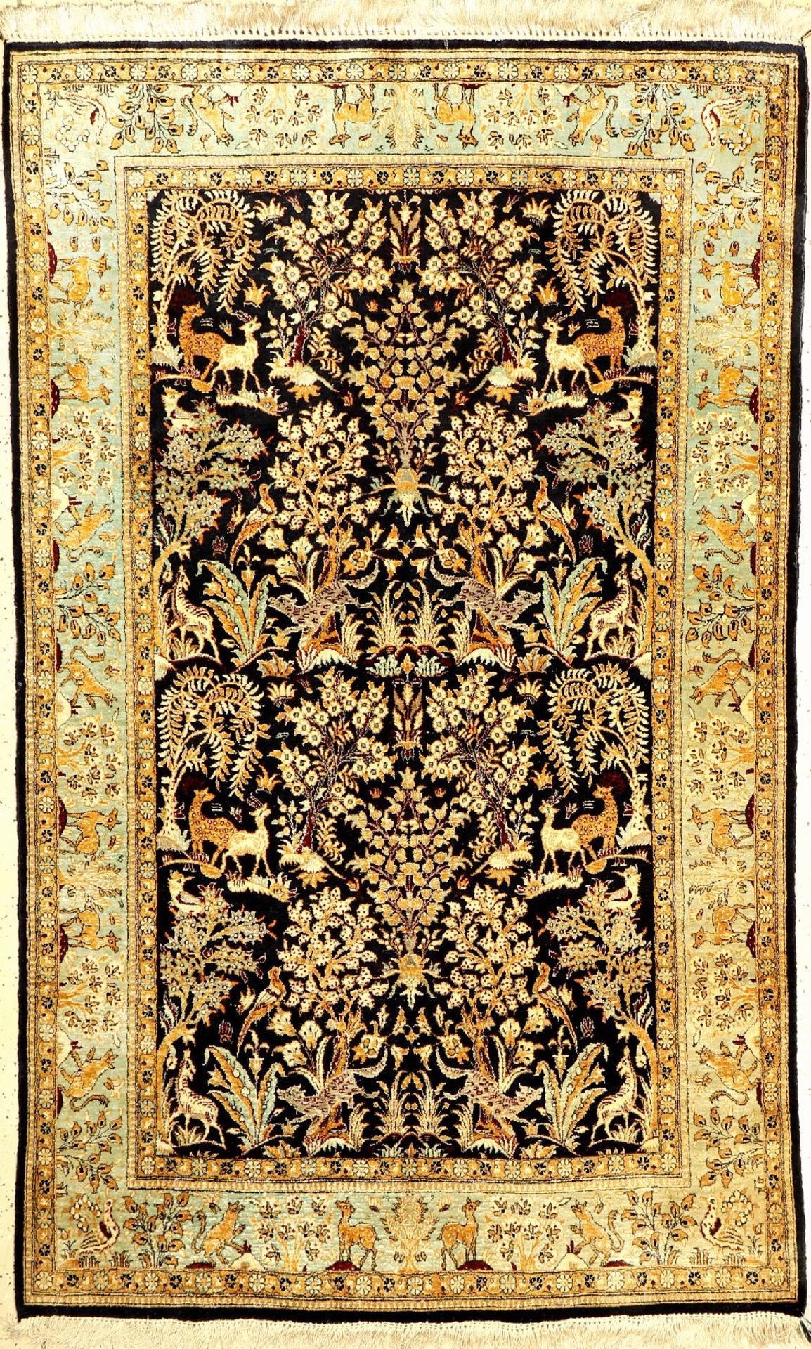 Seiden Ghom alt, Persien, ca. 50 Jahre, reine Naturseide, ca. 210 x 130 cm, EHZ: 2Silk Qum Rug,