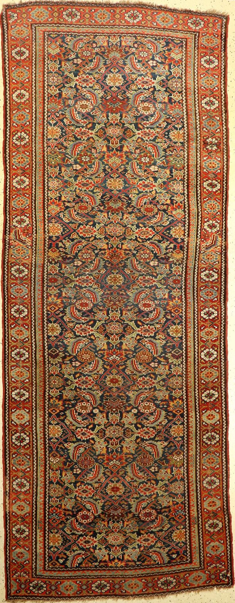 Kurdischer Läufer antik, Persien, um 1900, Wolle auf Wolle, ca. 328 x 126 cm, EHZ: 4 kleines