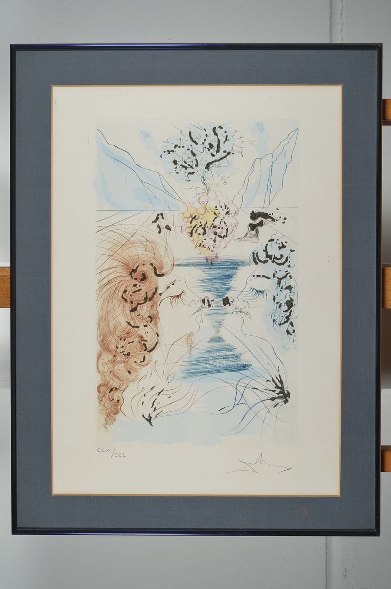Salvador Dali, 1904 Figureas-1989, The kiss,Farbradierung mit Goldstaubauflagen/Papier, CCXI/CCL, - Image 2 of 2