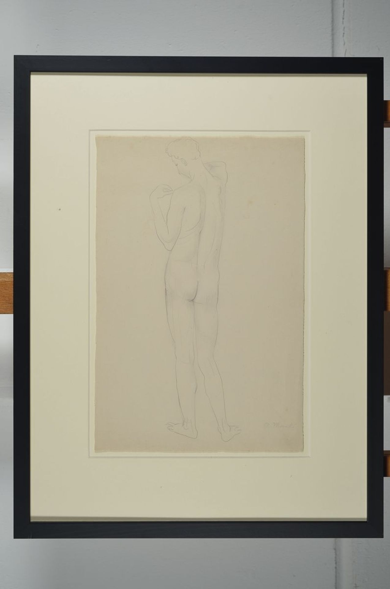 Gerhard Marcks, 1889 Berlin - 1981 Burgbrohl, Bleistiftzeichnung, Rückenakt eines Mannes,signiert, - Bild 2 aus 2