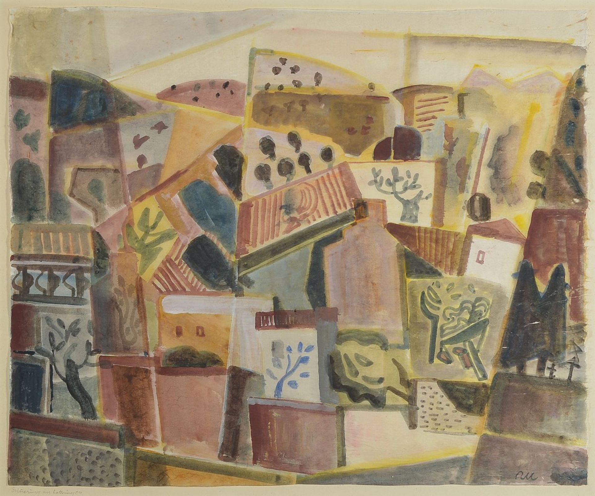 Rolf Müller-Landau, 1903-1956 Bad Bergzabern, Erinnerung an Lothringen, Aquarell auf Papier,