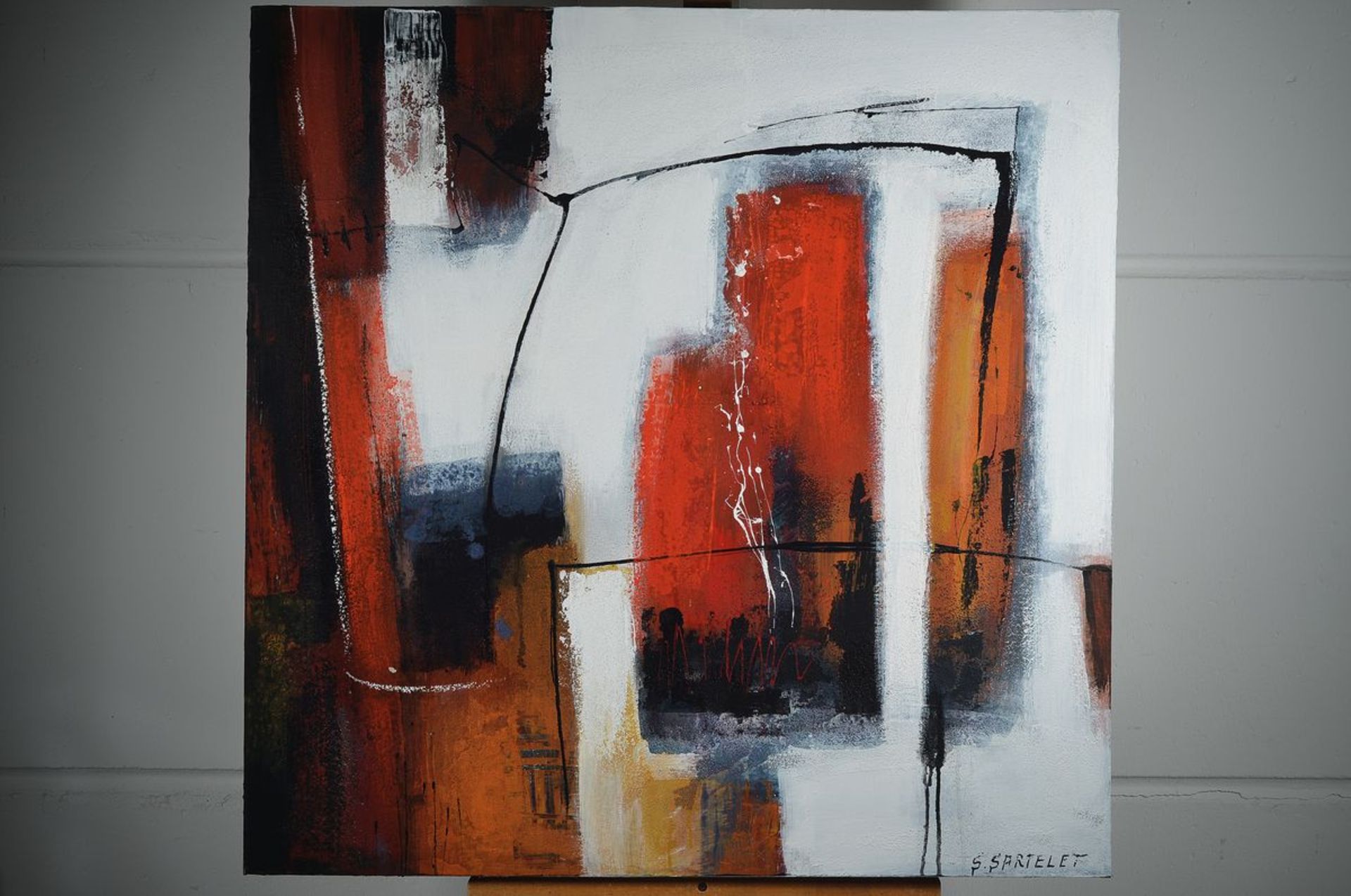 Silvia Sartelet, geb. 1947 Berlin, Abstrakte Komposition, Acryl/Lwd, sign., ca. 91x90 cmSilvia - Bild 2 aus 2