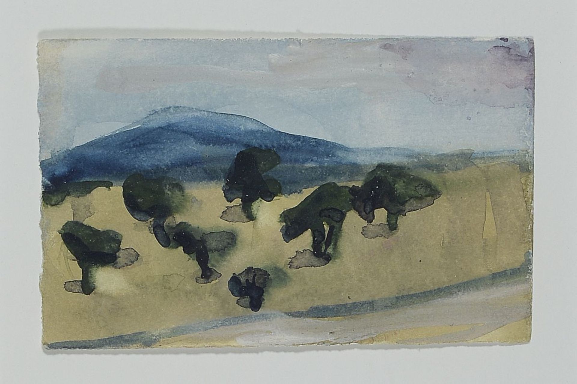 Klaus Fussmann, geb. 1938 Velbert, Aquarell, Hügellandschaft mit Bäumen, unsigniert, ca. 9 x 14