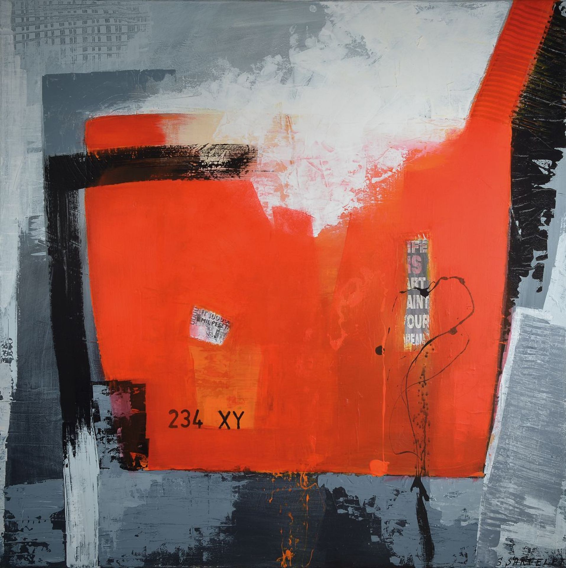 Silvia Sartelet, geb. 1947 Berlin, Abstrakte Komposition, Acryl/Lwd, sign., ca, 100x100 cmSilvia