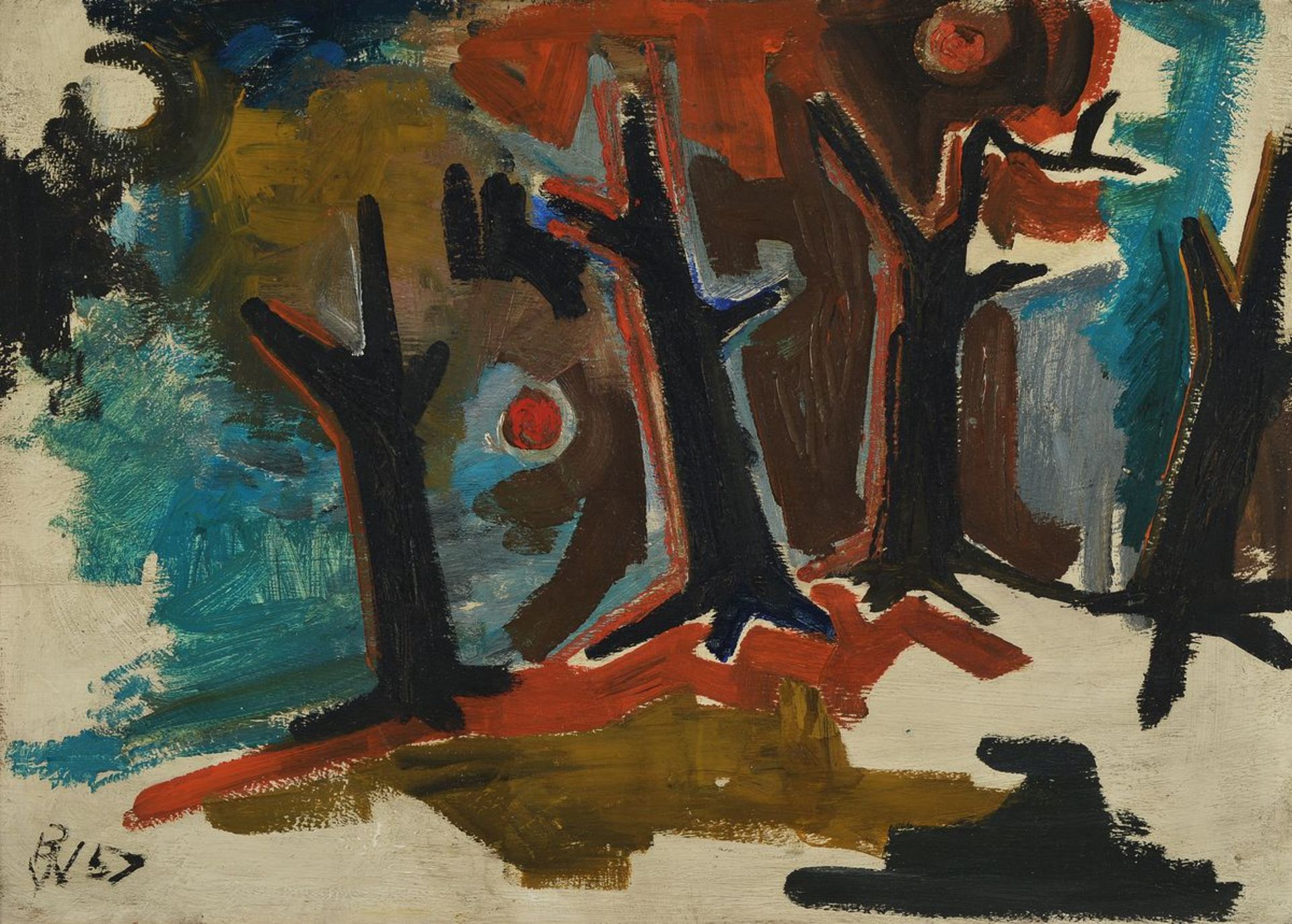 Willi Briant, 1922-2015, 2 Arbeiten in Öl auf Holz, 1x Winterwald, 1x x 3 weibliche Akte, beide - Image 2 of 4