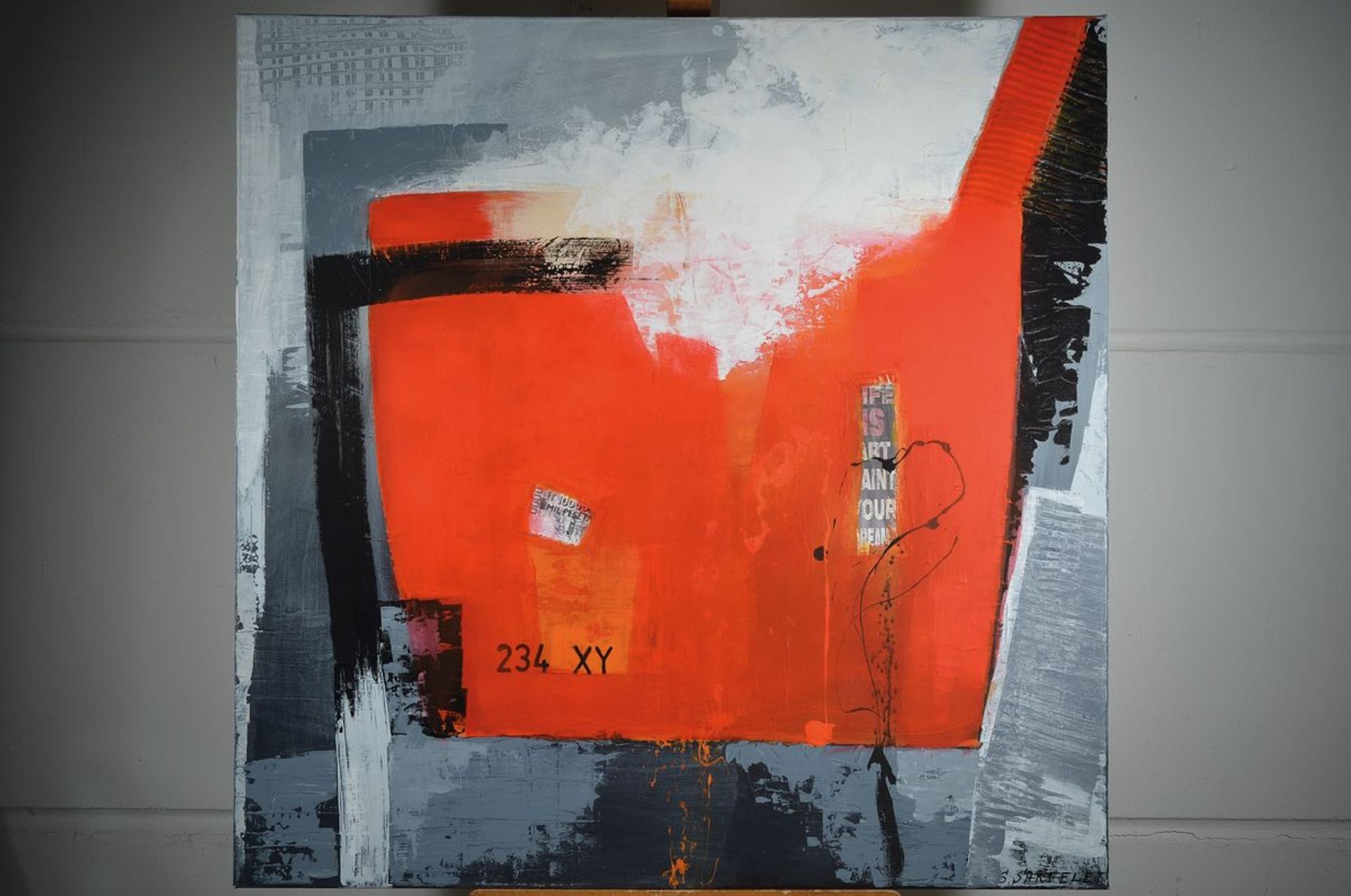 Silvia Sartelet, geb. 1947 Berlin, Abstrakte Komposition, Acryl/Lwd, sign., ca, 100x100 cmSilvia - Bild 2 aus 2