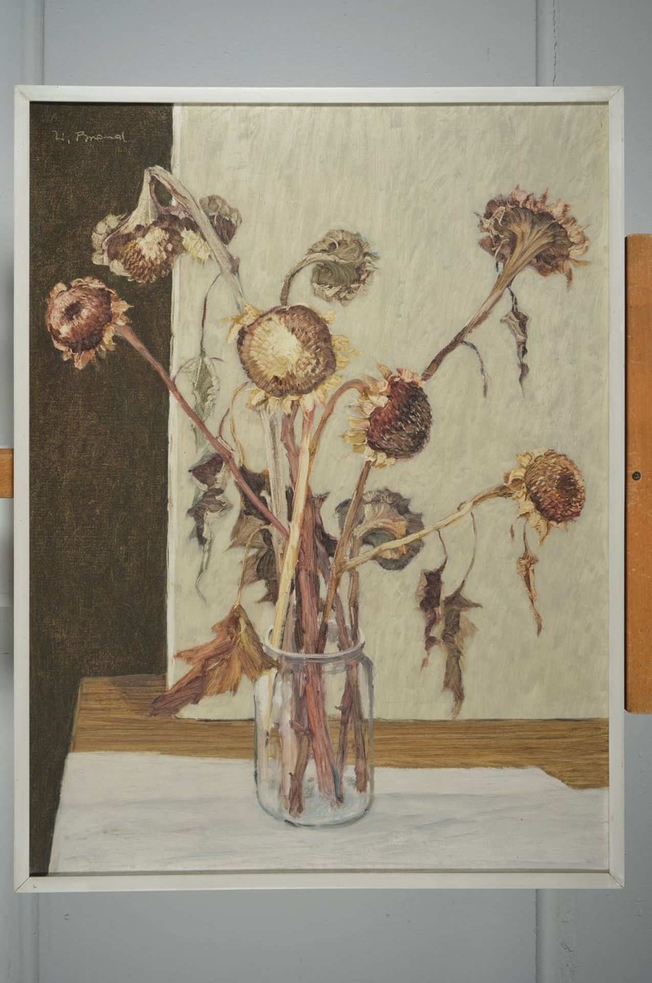 Werner Brand, geb. 1933 Löbau, Stillleben mit Sonnenblumen, Öl/Lwd, links oben signiert, ca. - Image 2 of 2