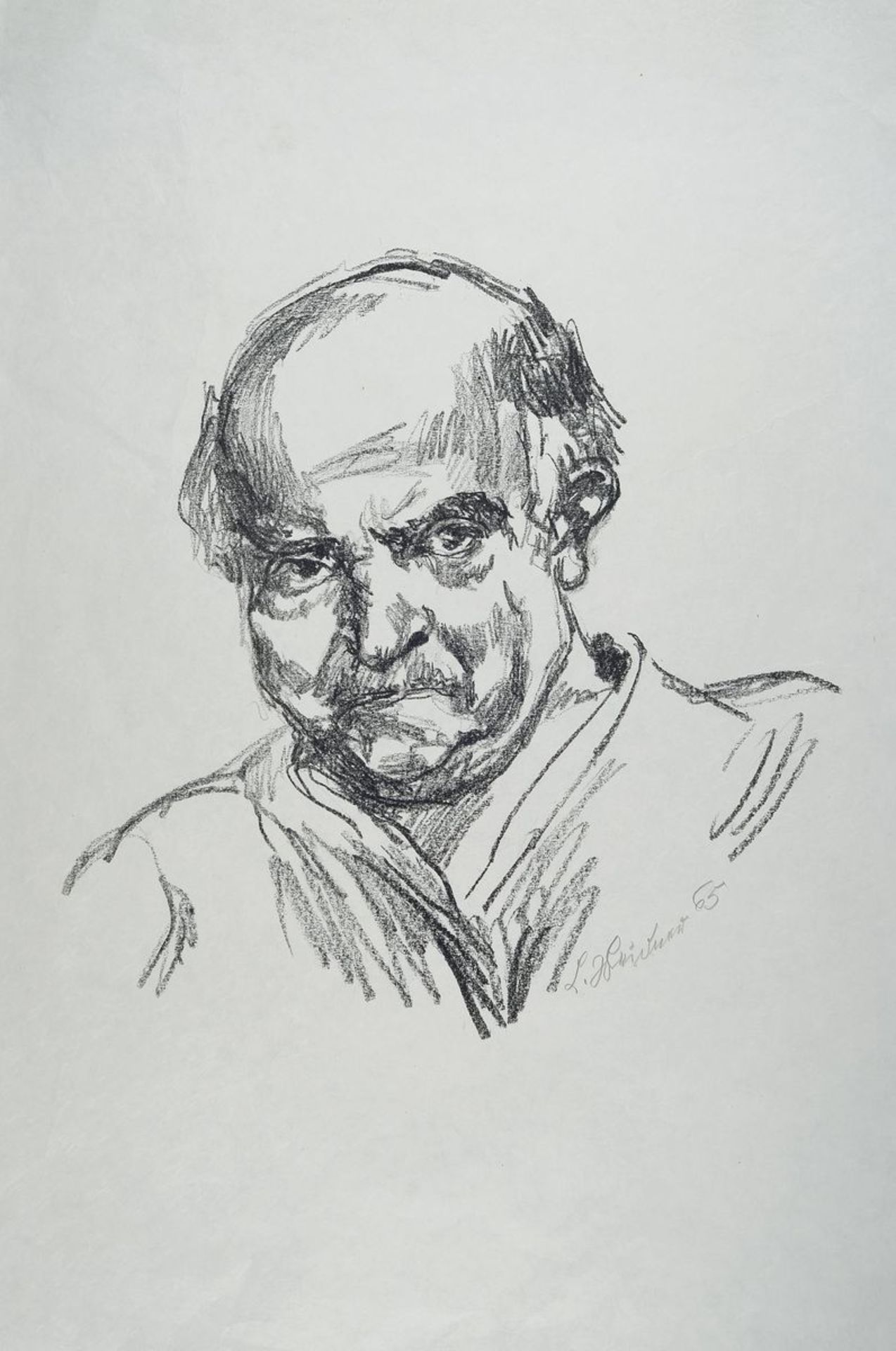 Ludwig Meidner, 1884-1966, Lithografie, Selbstporträt,sign., dat. 65, ca. 75,5x53,5 cmLudwig