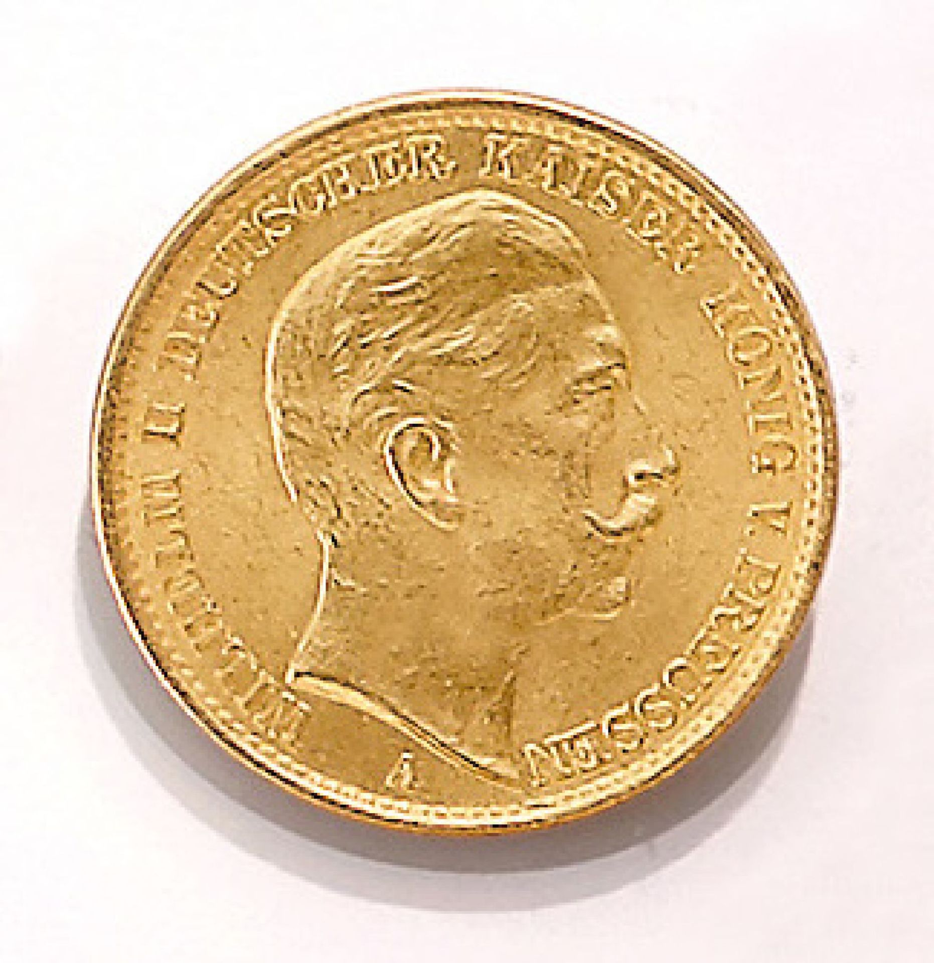 Goldmünze 20 Mark 1912, Wilhelm II., Deutscher Kaiser, König von Preussen, Prägeort AGold coin 20